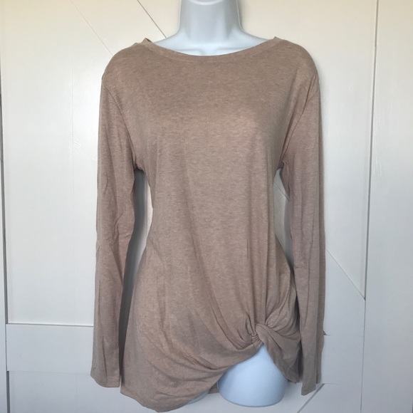 Casual Tan off Shoulder Long Sleeve Top - Picture 6 of 6